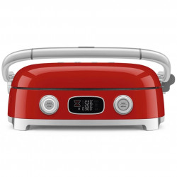 Grătar multifuncțional SMEG 50's Style MGF01RDEU, 2100 W, 60-230 °C, 3 programe, acoperire ceramică, tavă de scurgere, semnal sonor, cronometru, roșu