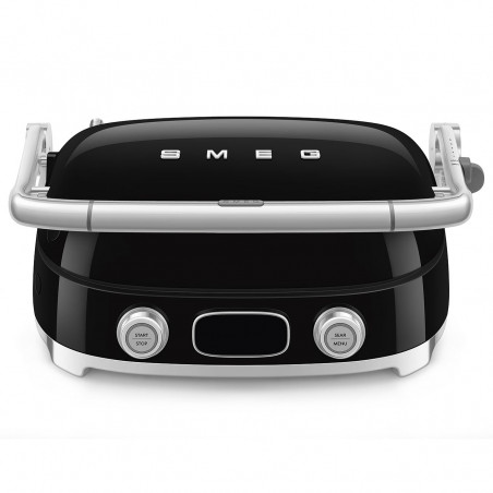 Grătar electric Smeg MGF01BLEU, 2000 W, 60–230 °C, afișaj LCD, 4 accesorii detașabile, cronometru de 60 minute, negru