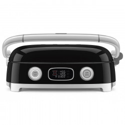 Grătar electric Smeg MGF01BLEU, 2000 W, 60–230 °C, afișaj LCD, 4 accesorii detașabile, cronometru de 60 minute, negru