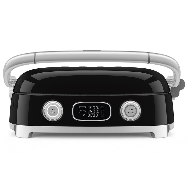 Grătar electric Smeg MGF01BLEU, 2000 W, 60–230 °C, afișaj LCD, 4 accesorii detașabile, cronometru de 60 minute, negru
