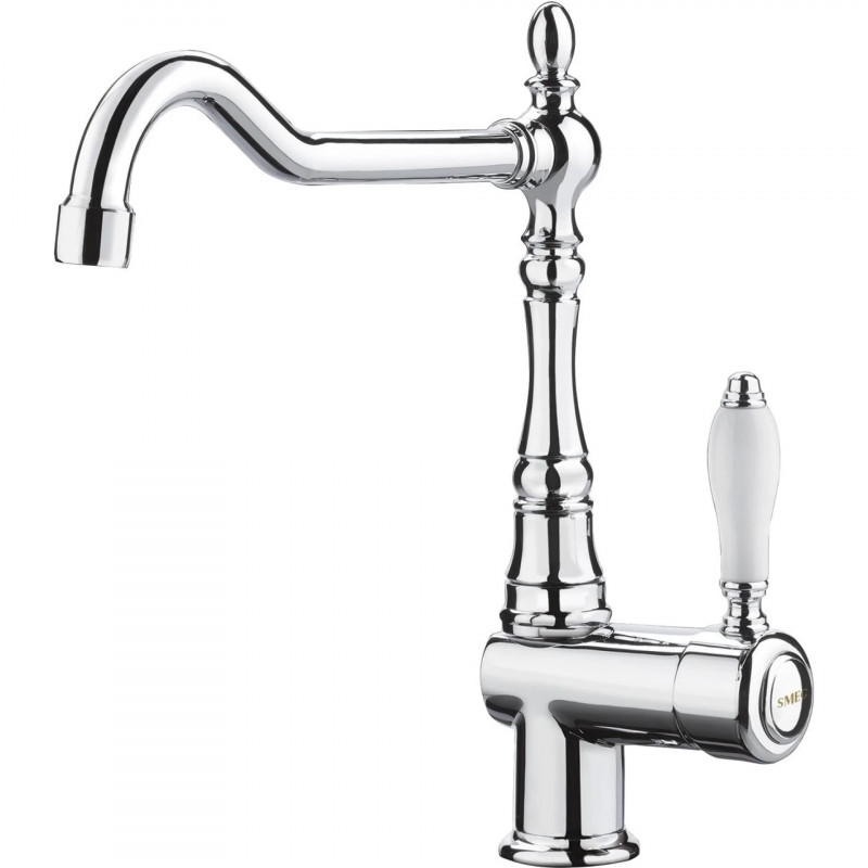 Baterie sanitara de bucatarie SMEG Coloniale MIR6CR-2, 5 bar, Monocomanda, Pipa rotativa la 360°, Aerator, Crom