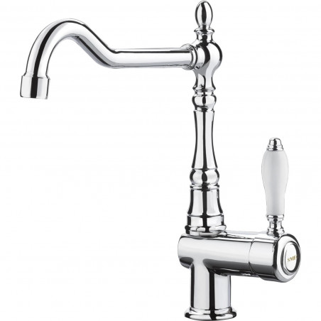 Baterie sanitara de bucatarie SMEG Coloniale MIR6CR-2, 5 bar, Monocomanda, Pipa rotativa la 360°, Aerator, Crom