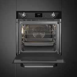 Cuptor incorporabil Smeg SOP6900TN, 3000 W, 68 l, clasa A, 9 functii si 5 niveluri de gatit, Autocuratare, Timer, 30-280°C, Negru