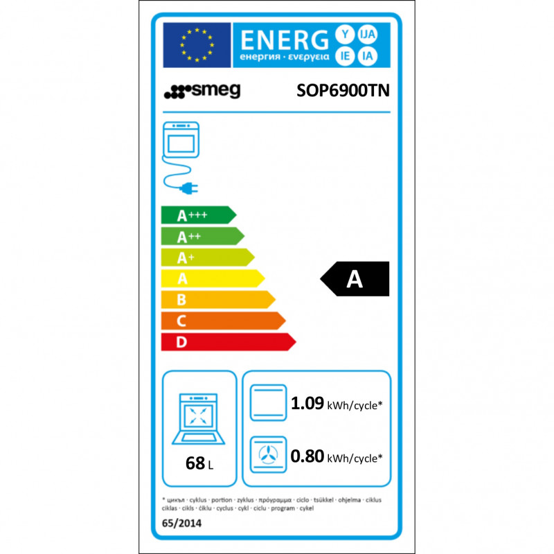 Cuptor incorporabil Smeg SOP6900TN, 3000 W, 68 l, clasa A, 9 functii si 5 niveluri de gatit, Autocuratare, Timer, 30-280°C, Negru