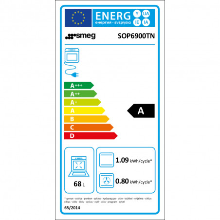 Cuptor incorporabil Smeg SOP6900TN, 3000 W, 68 l, clasa A, 9 functii si 5 niveluri de gatit, Autocuratare, Timer, 30-280°C, Negru