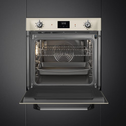 Cuptor incorporabil Smeg SOP6900TP, 3000 W, 68 l, Clasa A, 9 functii si 5 niveluri de gatit, Autocuratare, Timer, 30–280°C, Crem