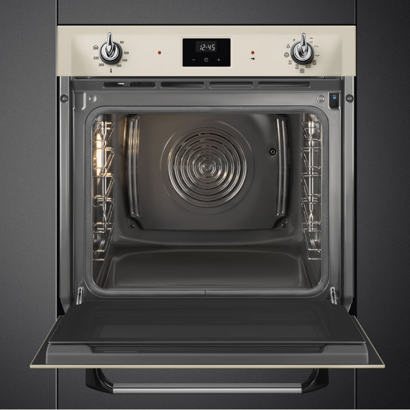 Cuptor incorporabil Smeg SOP6900TP, 3000 W, 68 l, Clasa A, 9 functii si 5 niveluri de gatit, Autocuratare, Timer, 30–280°C, Crem