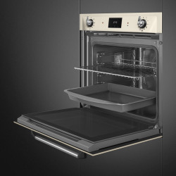 Cuptor incorporabil Smeg SOP6900TP, 3000 W, 68 l, Clasa A, 9 functii si 5 niveluri de gatit, Autocuratare, Timer, 30–280°C, Crem