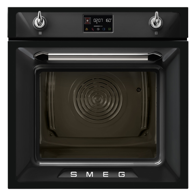 Cuptor incorporabil Smeg SOP6902S2PN, 3000 W, 68 l, Clasa A++, 12 functii si 5 niveluri de gatit, Gatit cu abur combinat, Autocuratare, Timer, 30-280 °C, Negru