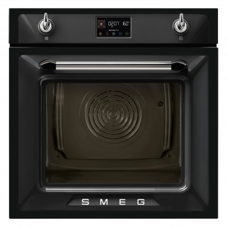 Cuptor incorporabil Smeg SOP6902S2PN, 3000 W, 68 l, Clasa A++, 12 functii si 5 niveluri de gatit, Gatit cu abur combinat, Autocuratare, Timer, 30-280 °C, Negru