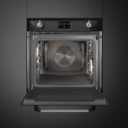 Cuptor incorporabil Smeg SOP6902S2PN, 3000 W, 68 l, Clasa A++, 12 functii si 5 niveluri de gatit, Gatit cu abur combinat, Autocuratare, Timer, 30-280 °C, Negru