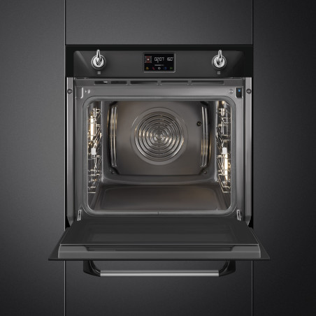 Cuptor incorporabil Smeg SOP6902S2PN, 3000 W, 68 l, Clasa A++, 12 functii si 5 niveluri de gatit, Gatit cu abur combinat, Autocuratare, Timer, 30-280 °C, Negru