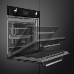 Cuptor incorporabil Smeg SOP6902S2PN, 3000 W, 68 l, Clasa A++, 12 functii si 5 niveluri de gatit, Gatit cu abur combinat, Autocuratare, Timer, 30-280 °C, Negru