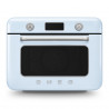 Mini-cuptor cu functie combinata pentru gatit cu abur Smeg COF01PBEU, 1800 W, 10 functii, Ecran LCD, 40-230°C, Albastru pastel