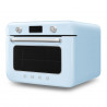 Mini-cuptor cu functie combinata pentru gatit cu abur Smeg COF01PBEU, 1800 W, 10 functii, Ecran LCD, 40-230°C, Albastru pastel