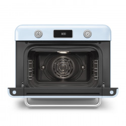Mini-cuptor cu functie combinata pentru gatit cu abur Smeg COF01PBEU, 1800 W, 10 functii, Ecran LCD, 40-230°C, Albastru pastel