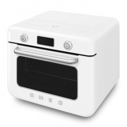Mini-cuptor cu functie combinata de gatit cu abur Smeg COF01WHEU, 1800 W, 10 functii, Ecran LCD, 40-230°C, Alb