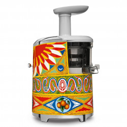 Storcător de fructe Smeg Dolce & Gabbana SJF01DGEU, 150 W, 500 ml, rotație inversă, recipient pentru resturi de 1,6 l, multicolor