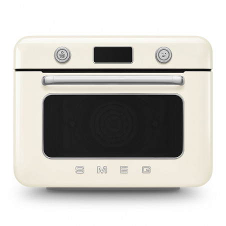 Mini-cuptor cu functie combinata de gatit cu abur Smeg COF01CREU, 1800 W, 10 functii, Ecran LCD, 40-230°C, Crem