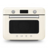 Mini-cuptor cu functie combinata de gatit cu abur Smeg COF01CREU, 1800 W, 10 functii, Ecran LCD, 40-230°C, Crem