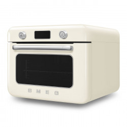 Mini-cuptor cu functie combinata de gatit cu abur Smeg COF01CREU, 1800 W, 10 functii, Ecran LCD, 40-230°C, Crem
