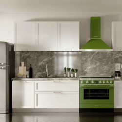 Hota decorativa SMEG Portofino KPF9OG, 275 W, A+, 781 m³/h, 3 viteze, 3 filtre, Supapa, Otel inoxidabil, LED, Verde