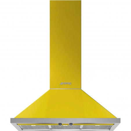 Hota decorativa SMEG Portofino KPF9YW, 275 W, A+, 781 m³/h, 3 viteze, 3 filtre, Supapa, Otel inoxidabil, LED, Galben