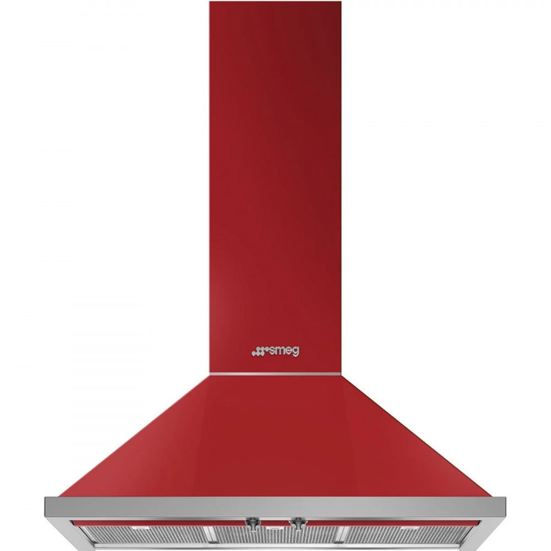 Hota decorativa SMEG Portofino KPF9RD, 275 W, A+, 781 m³/h, 3 viteze, 3 filtre, Supapa, Otel inoxidabil, LED, Rosu