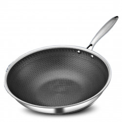 Tigaie wok cu capac Swiss Haus SH-ZGW28, 28 x 9 cm, 4 l, Acoperire ceramica Sapphire, Cuptor pana la 260°C, Inductie, Argintiu