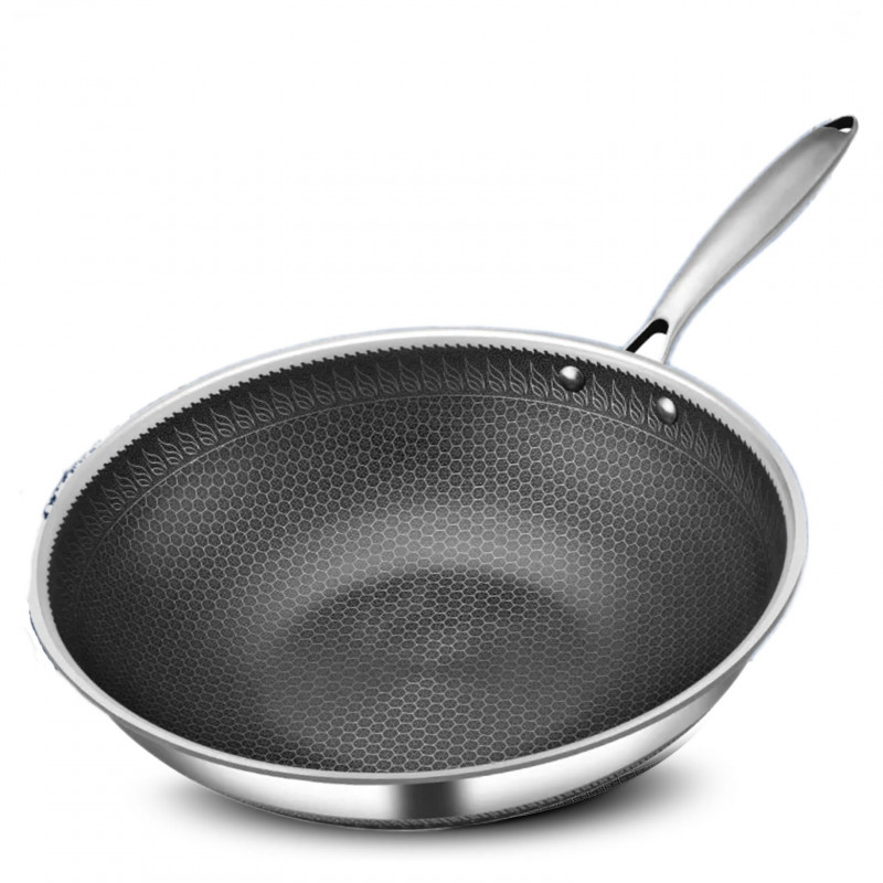 Tigaie wok cu capac Swiss Haus SH-ZGW28, 28 x 9 cm, 4 l, Acoperire ceramica Sapphire, Cuptor pana la 260°C, Inductie, Argintiu