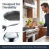 Tigaie wok cu capac Swiss Haus SH-ZGW28, 28 x 9 cm, 4 l, Acoperire ceramica Sapphire, Cuptor pana la 260°C, Inductie, Argintiu