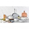 Set de oale si tigai Swiss Haus SH-CC4014CR, 14 piese, Acoperire ceramica Sapphire, Inductie, Cuptor pana la 220°C, Fara PFAS, Crem