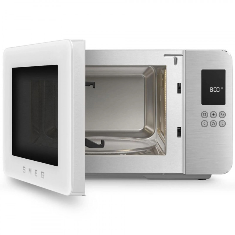 Cuptor cu microunde cu gratar 4in1 SMEG Collezione MOC01WHMEU, 1900 W, 29 l, 18 programe, Inchidere lina, Semnal sonor, Ecran LCD, Alb mat