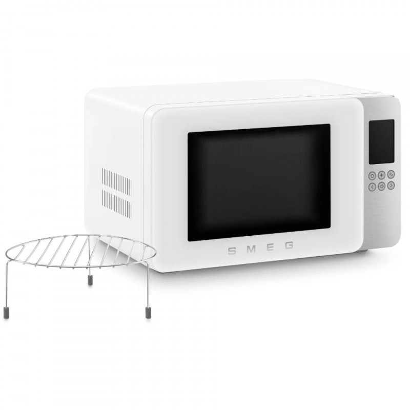 Cuptor cu microunde cu gratar 4in1 SMEG Collezione MOC01WHMEU, 1900 W, 29 l, 18 programe, Inchidere lina, Semnal sonor, Ecran LCD, Alb mat