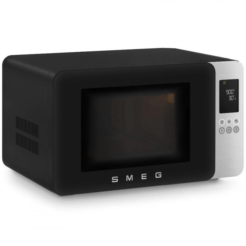 Cuptor cu microunde si gratar 4in1 SMEG Collezione MOC01BLMEU, 1900 W, 29 l, 18 programe, Inchidere lina, Semnal sonor, Ecran LCD, Negru mat