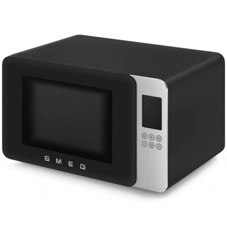 Cuptor cu microunde si gratar 4in1 SMEG Collezione MOC01BLMEU, 1900 W, 29 l, 18 programe, Inchidere lina, Semnal sonor, Ecran LCD, Negru mat