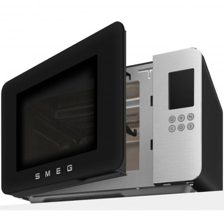 Cuptor cu microunde si gratar 4in1 SMEG Collezione MOC01BLMEU, 1900 W, 29 l, 18 programe, Inchidere lina, Semnal sonor, Ecran LCD, Negru mat