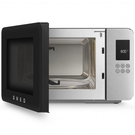 Cuptor cu microunde si gratar 4in1 SMEG Collezione MOC01BLMEU, 1900 W, 29 l, 18 programe, Inchidere lina, Semnal sonor, Ecran LCD, Negru mat