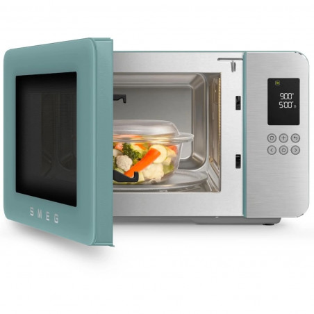 Cuptor cu microunde cu gratar 4in1 SMEG Collezione MOC01EGMEU, 1900 W, 29 l, 18 programe, Inchidere lina, Semnal sonor, Ecran LCD, Verde