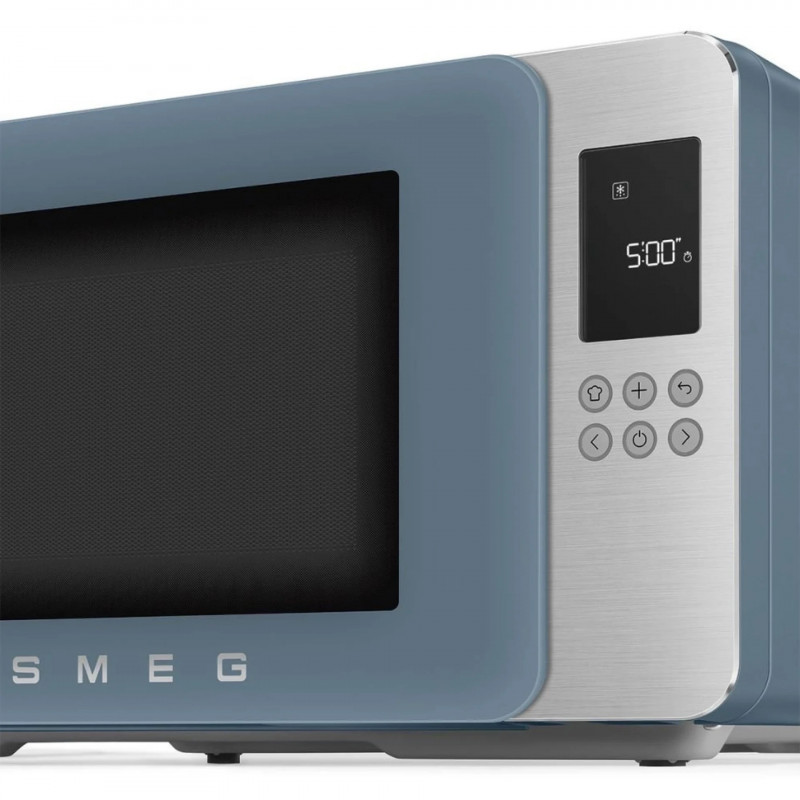 Cuptor cu microunde cu gratar 4in1 SMEG Collezione MOC01SBMEU, 1900 W, 29 l, 18 programe, Inchidere lenta, Semnal sonor, Ecran LCD, Albastru