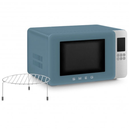 Cuptor cu microunde cu gratar 4in1 SMEG Collezione MOC01SBMEU, 1900 W, 29 l, 18 programe, Inchidere lenta, Semnal sonor, Ecran LCD, Albastru