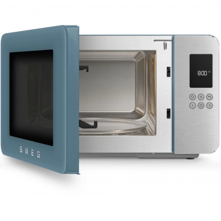 Cuptor cu microunde cu gratar 4in1 SMEG Collezione MOC01SBMEU, 1900 W, 29 l, 18 programe, Inchidere lenta, Semnal sonor, Ecran LCD, Albastru