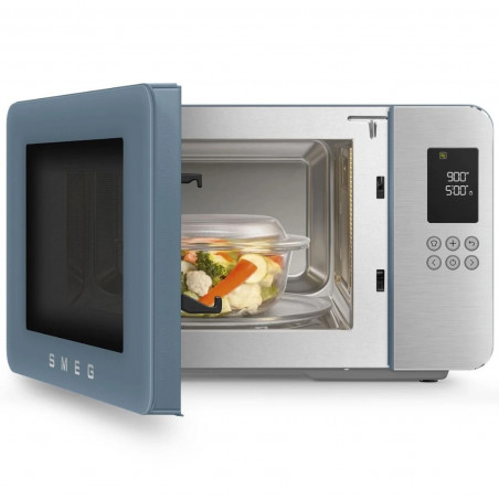 Cuptor cu microunde cu gratar 4in1 SMEG Collezione MOC01SBMEU, 1900 W, 29 l, 18 programe, Inchidere lenta, Semnal sonor, Ecran LCD, Albastru