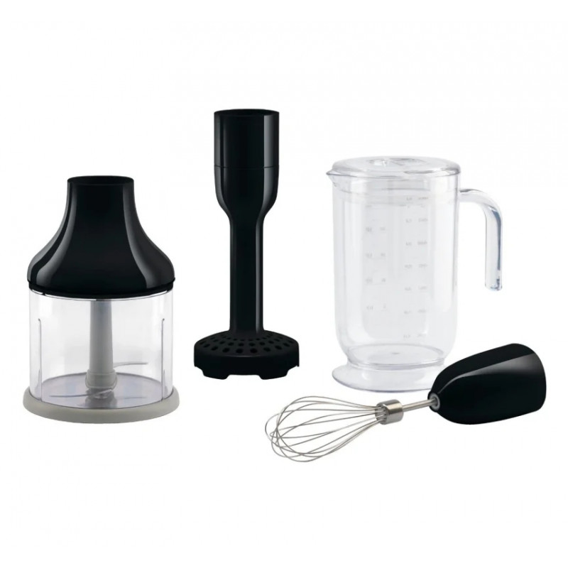 Set de accesorii pentru blenderul Smeg HBAC11RD, 4 piese, cană de 1,4 l, bază antiderapantă, potrivite pentru mașina de spălat vase, negru