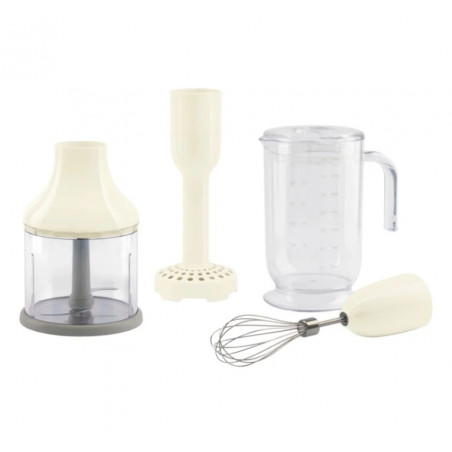 Set de accesorii pentru blenderul Smeg HBAC11CR, 4 piese, cană de 1,4 l, bază antiderapantă, potrivite pentru mașina de spălat vase, culoare crem