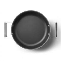 Oală joasă cu capac Smeg CKFD2811RDM, 28 cm, 3,7 l, acoperire antiaderentă cu 3 straturi, rezistentă la cuptor până la 250 °C, fără PFAS, compatibilă cu plitele cu inducție, roșie