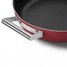 Oală joasă cu capac Smeg CKFD2811RDM, 28 cm, 3,7 l, acoperire antiaderentă cu 3 straturi, rezistentă la cuptor până la 250 °C, fără PFAS, compatibilă cu plitele cu inducție, roșie