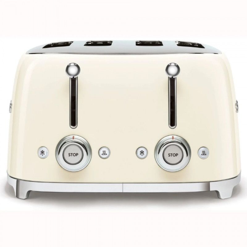 Prăjitor de pâine SMEG 50's Style TSF03CREU, 2000 W, 4 felii, 6 niveluri, Tava pentru firimituri, Cablu integrat, Oțel inoxidabil, Culoare crem