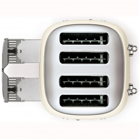Prăjitor de pâine SMEG 50's Style TSF03CREU, 2000 W, 4 felii, 6 niveluri, Tava pentru firimituri, Cablu integrat, Oțel inoxidabil, Culoare crem