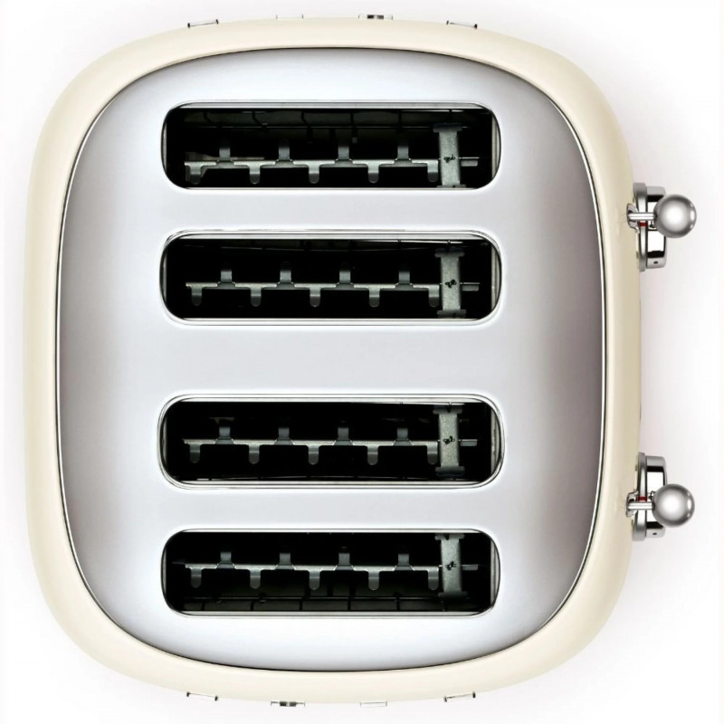 Prăjitor de pâine SMEG 50's Style TSF03CREU, 2000 W, 4 felii, 6 niveluri, Tava pentru firimituri, Cablu integrat, Oțel inoxidabil, Culoare crem